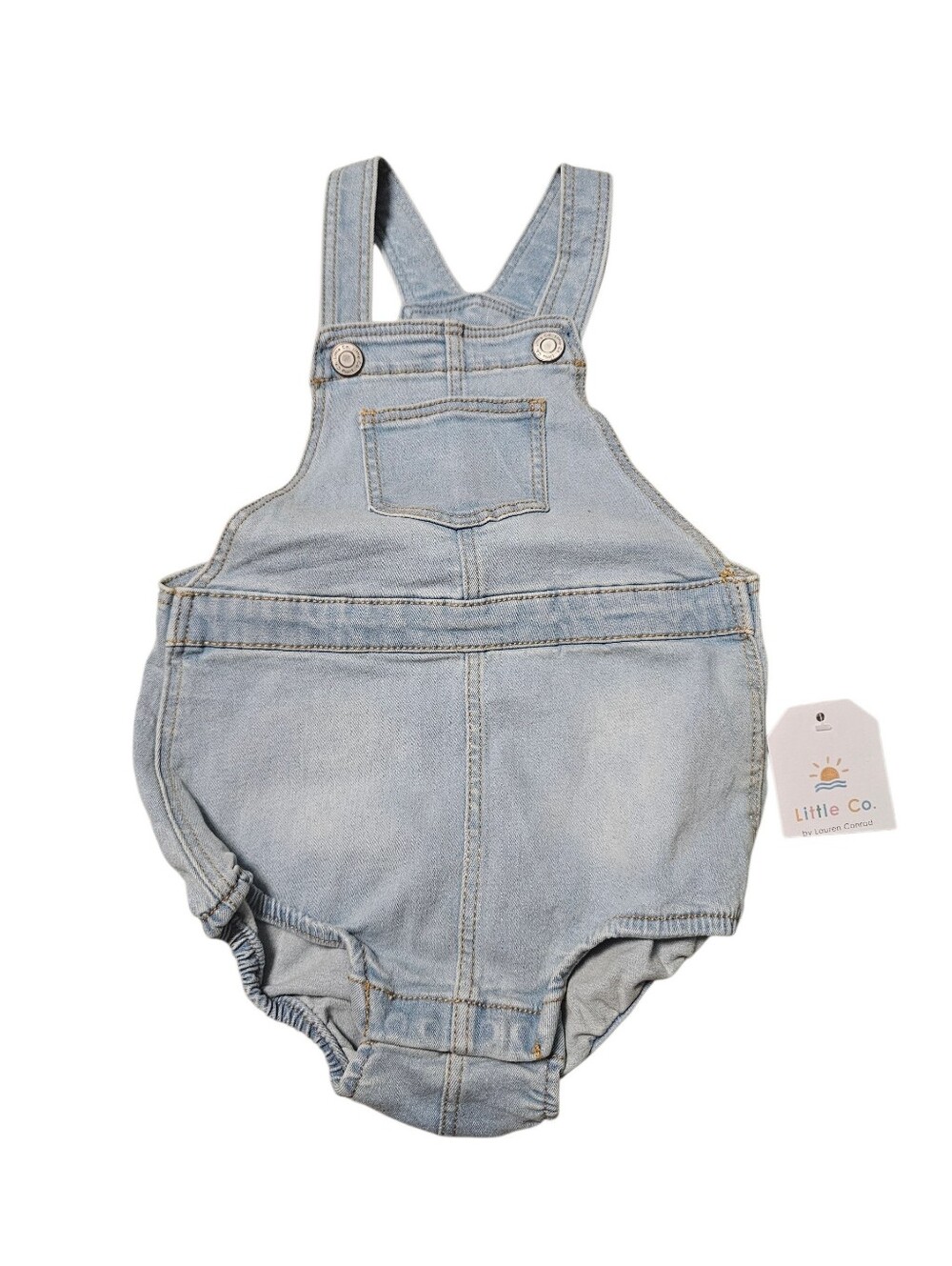 Little Co. Light Blue Denim Baby Overalls Romper